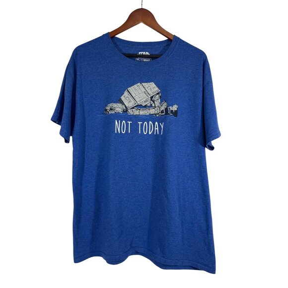 Star Wars Movie At-AT Walker Not Today Heather Blue Graphic Tee Shirt Large - Picture 1 of 8